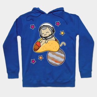 cartoon cat astronaut in space riding taco Hoodie